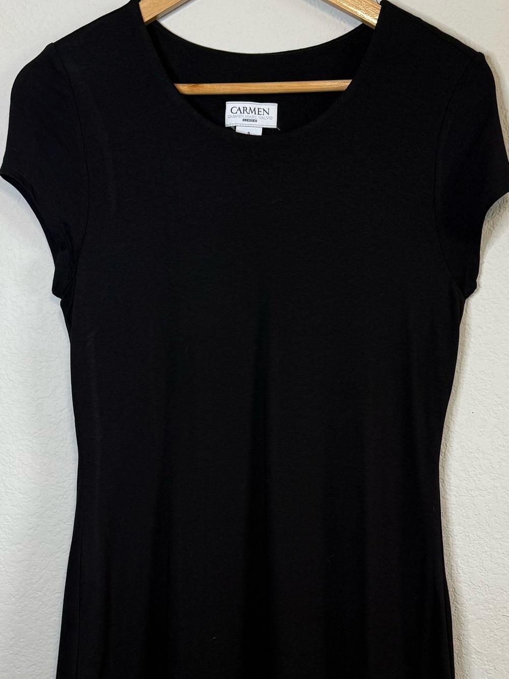 Carmen Marc Valvo Longline Retro Black White Slinky Dress Y2K Abstract Mini Sz S - Picture 3 of 12